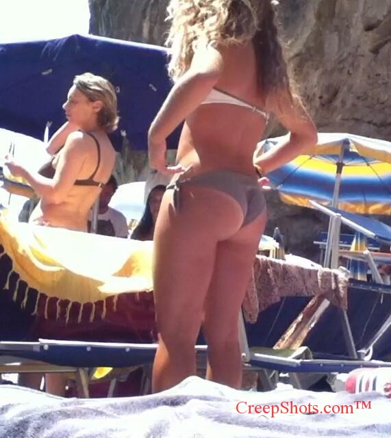 Creepshot of a juicy Italian bikini booty
