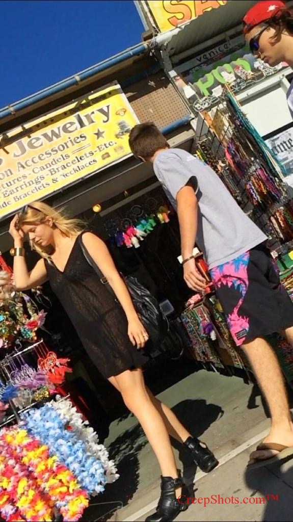 Sexy shopper in see thru