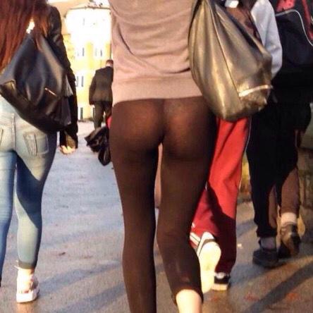 ass in see thru yoga pants