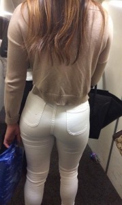 tight candid booty in whits pants