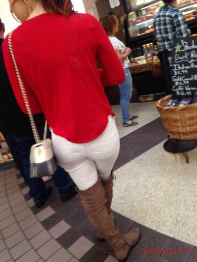 sexy shopper in white pants