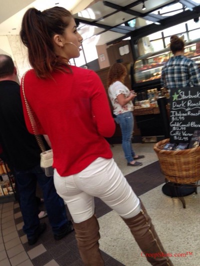 sexy woman in white pants