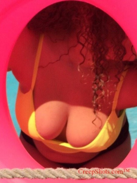 lot of cleavage showing