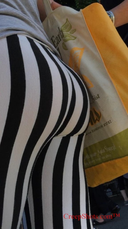 a round booty in striped yoga pants