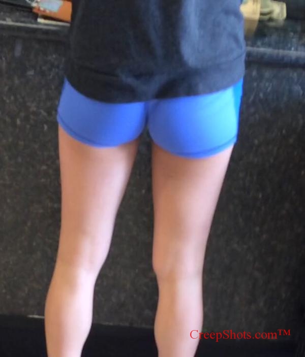 candid hungry ass in blue short shorts