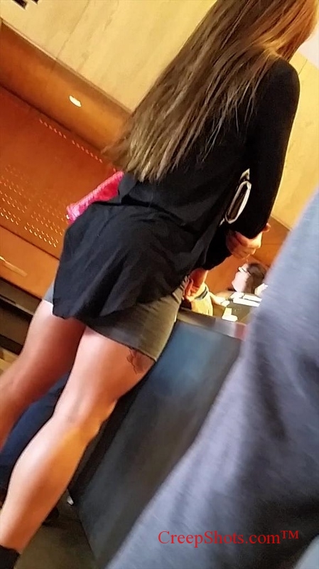 hottie with great legs at chipotle