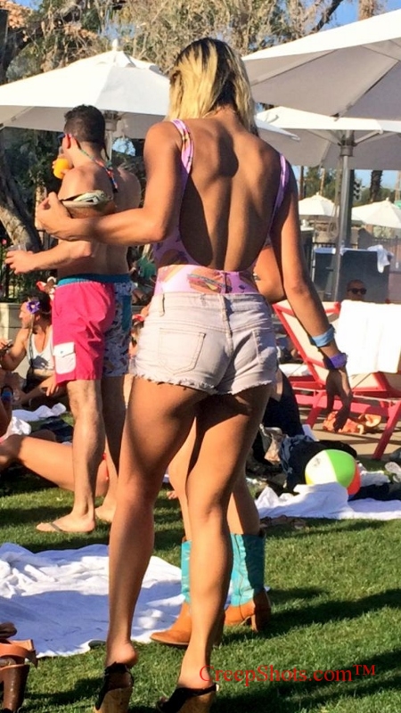 short shorts and hungry ass creepshot on dancing blonde