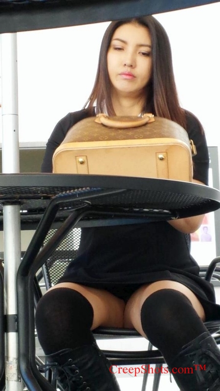 sexy asian in short dress upskirt
