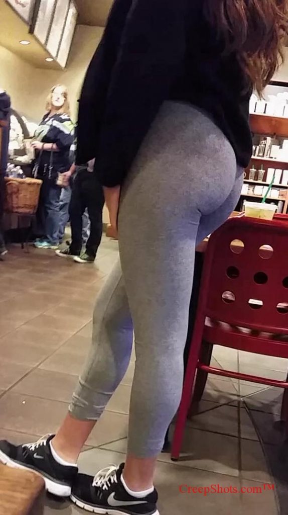 candid grey leggings creepshot