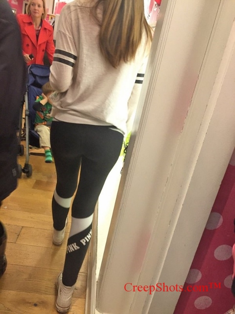 tight butt in black leggings creepshot 2