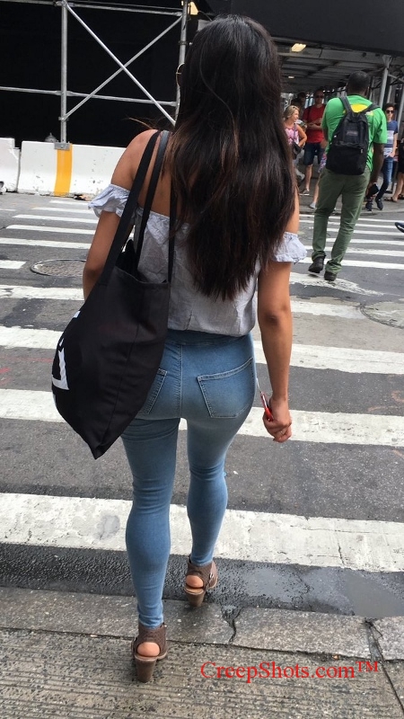 brunette in tight pants candid